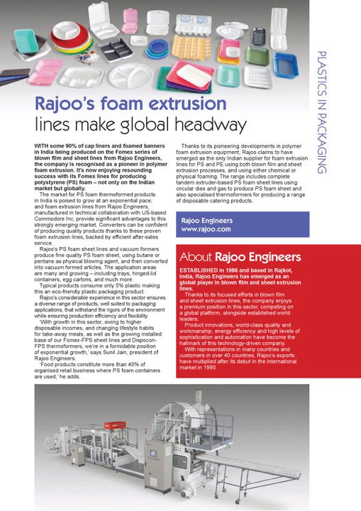 Rajoo’s foam extrusion lines make global headway :