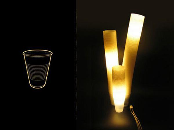 Creative use of degraded cups : Recycled lamps not only give you light, but also add to the beauty of your house.