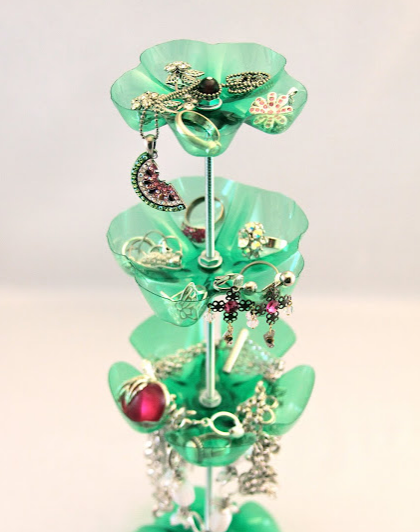 Turn your old & dis-functional bottles to a beautiful jewellery stand!