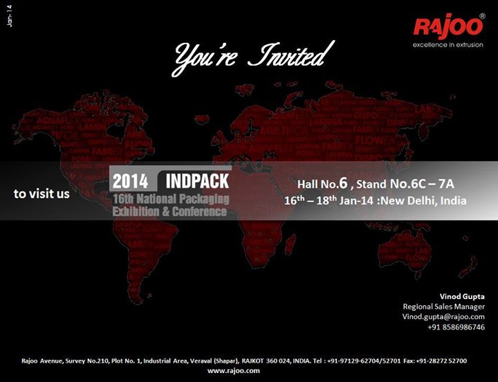 Warm Invitation for #Indpack2014 from Rajoo Engineers Limited,India !