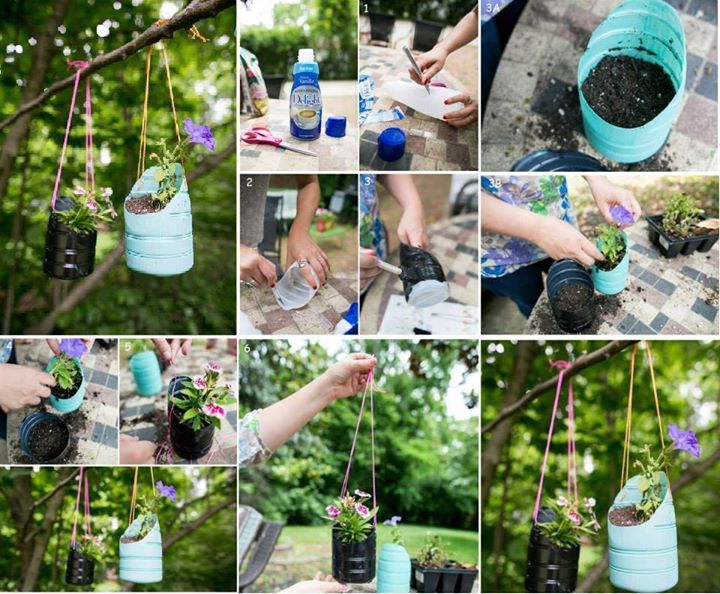 DIY Plastic Bottle Hanging Planters, the best use of your old #plastic bottles!