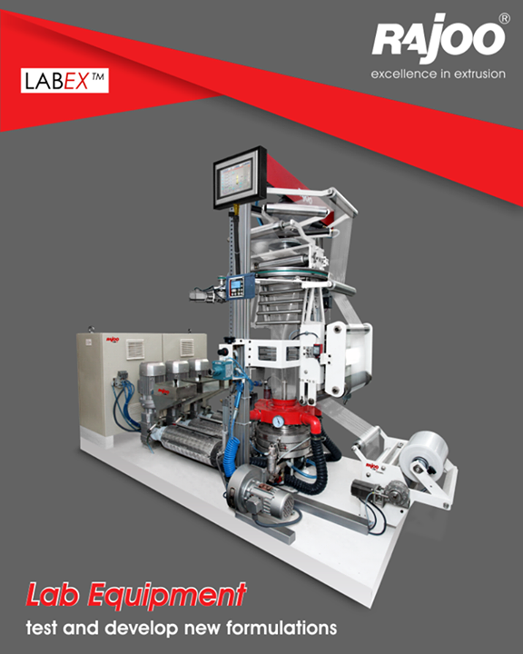 Combo can be used as a laboratory line for testing and developing of new formulations and products, process and parameter control is of utmost significance. This combo line consists of four extruders, screen changers, melt pumps, flat sheet die, Universal Co ex Five Layer blown film die head UCD® and fully automatic touch screen based integrated process control panel to give an output of up to 75 kg/hr. of co extruded barrier sheets or films.

#RajooEngineers #Rajkot