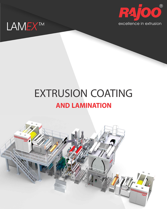 LAMEX series of extrusion coating and lamination lines are designed for absolute ease of operation and are available in a host of configurations to suit individual customer's requirements for width range from 800 – 1600 mm, line speed from 250-400 m/min for coating & lamination of various substrates like CPP/BOPET/BOPP/LDPE and sealant films with a range of polymers – PP, LLDPE, LDPE, EVA, EMA and other exotic polymers.

#RajooEngineers #Rajkot #PlasticMachinery