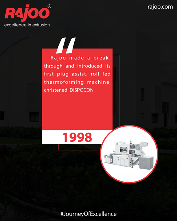 Rajoo Engineers Limited,India made a break-through and introduced its first plug assist, roll fed thermoforming machine, christened DISPOCON

#JourneyOfExcellence #RajooEngineers #Rajkot #PlasticMachinery #Machines #PlasticIndustry