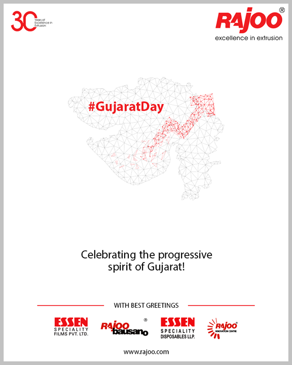 Celebrating the progressive spirit of Gujarat!

#GujaratDay #GujaratFoundationDay #RajooEngineers #Rajkot #PlasticMachinery #Machines #PlasticIndustry