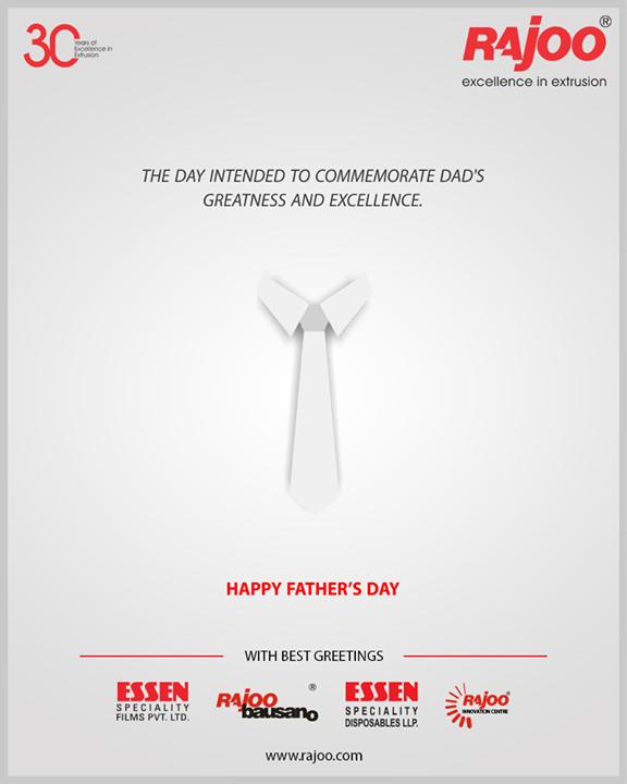 The day intended to commemorate dad's greatness and excellence.

#HappyFathersDay #FathersDay #FathersDay2019 #DAD #Father #Fatherhood #RajooEngineers #Rajkot #PlasticMachinery #Machines #PlasticIndustry