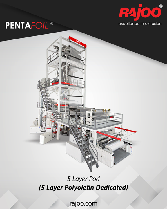 Five Layer co-ex blown film lines are tailored to meet specific needs, for both barrier and non-barrier films for various application segments such as collation shrink films, lamination films, milk, and water pouches, edible oils and more with output ranging from 250 kg/hr to 750 kg/hr and lay-flat width ranging from 1200mm to 3000mm.

#RajooEngineers #PlasticMachinery #Machines #PlasticIndustry