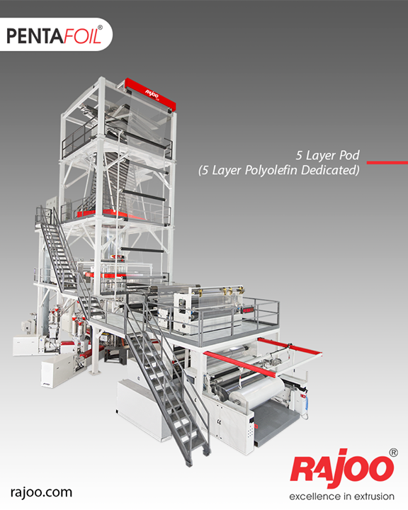 Five Layer co-ex blown film lines are tailored to meet specific needs, for both barrier and non-barrier films for various application segments such as collation shrink films, lamination films, milk and water pouches, edible oils and more with output ranging from 250 kg/hr to 750 kg/hr and lay-flat width ranging from 1200mm to 3000mm.

#RajooEngineers #Rajkot #PlasticMachinery #Machines #PlasticIndustry