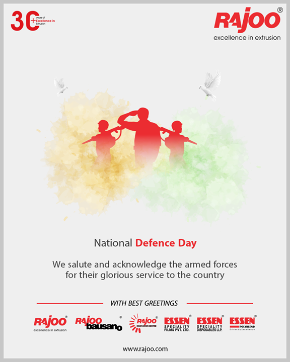 We salute and acknowledge the armed forces for their glorious service to the country.

#NationalDefenceDay #RajooEngineers #Rajkot #PlasticMachinery #Machines #PlasticIndustry
