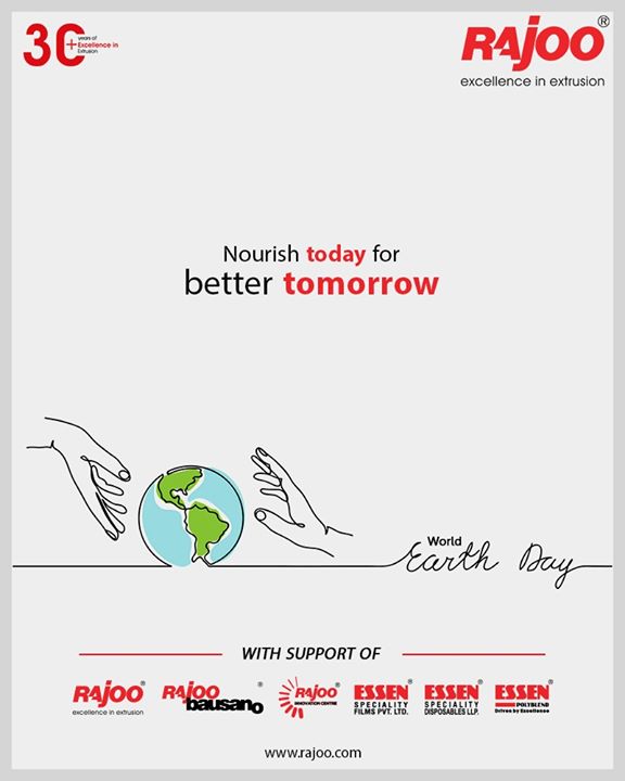 Nourish today for better tomorrow.

#WorldEarthDay #WorldEarthDay2020 #EarthDay #RajooEngineers #Rajkot #PlasticMachinery #Machines #PlasticIndustry