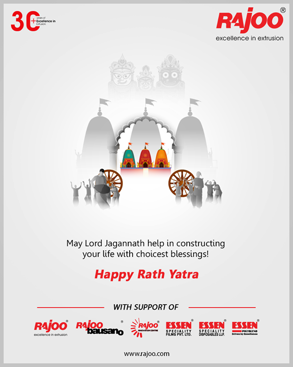 May Lord Jagannath help in constructing your life with choicest blessings!

#RathYatra #RathYatra2020 #JagannathRathYatra #RajooEngineers #Rajkot #PlasticMachinery #Machines #PlasticIndustry