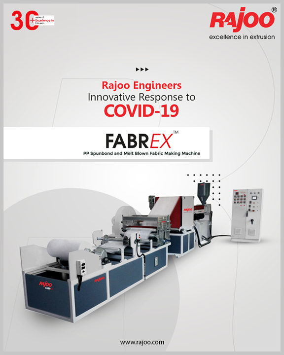 Rajoo Engineers Limited' innovative solution to battle the pandemic situation - Fabrex, Melt Blown Fabric Making Machine which can manufacture Medical products like Surgeon's mask, N-95 masks/respirators, Disposable garments, Surgical drapes, Shoe covers, and more.

#RajooEngineers #Rajkot #PlasticMachinery #Machines #PlasticIndustry