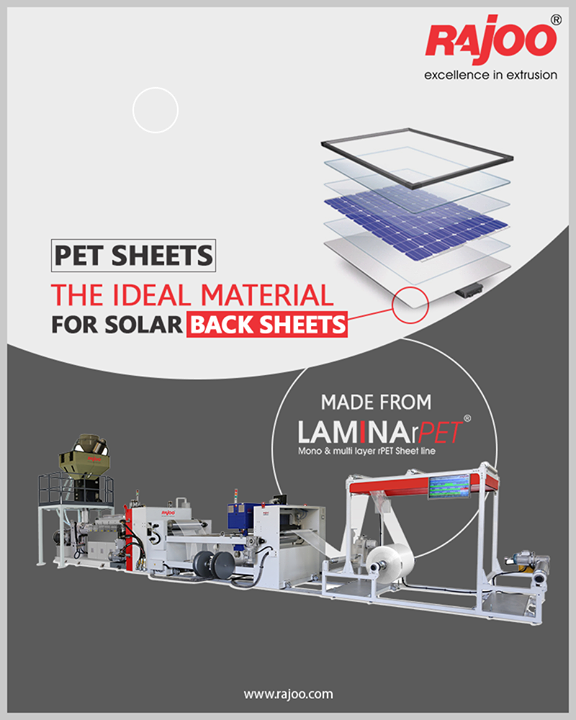 Rajoo Engineers Limited’s highly versatile LAMINA can be used to make the ‘ideal material’ for solar panel back sheets - PET-based back sheets.

#RajooEngineers #Rajkot #PlasticMachinery #Machines #PlasticIndustry
