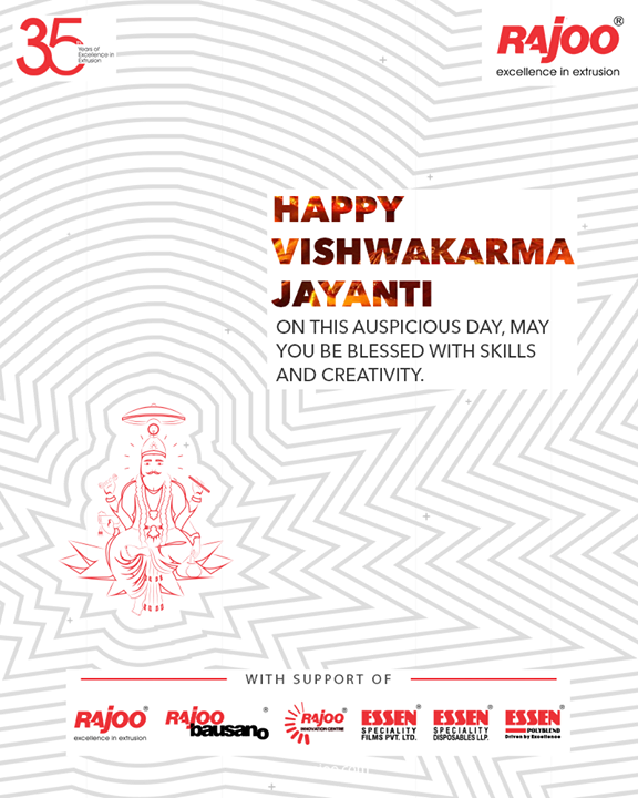On this auspicious day, may you be blessed with skills and creativity. Happy Vishwakarma Jayanti 

#HappyVishwakarmaJayanti #VishwakarmaJayanti #VishwakarmaPuja #VishwakarmaPuja2021 #Vishwakarma #RajooEngineers #Rajkot #PlasticMachinery
