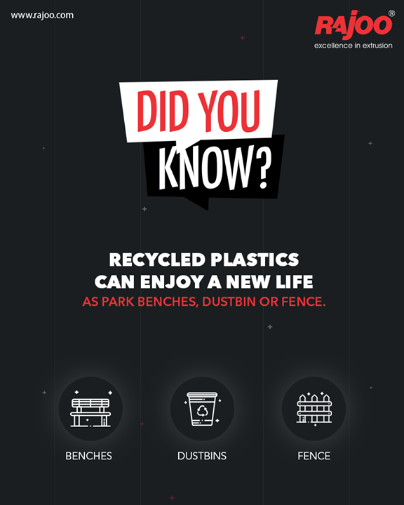 Did You Know?

When we use recycled plastics to make new plastic products, we conserve more than materials.

#RajooEngineers #Rajkot #PlasticMachinery #Machines #PlasticIndustry