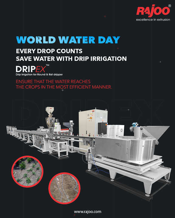 Every Drop counts 
Save water with drip irrigation

#WorldWaterDay #WorldWaterDay2021 #SaveWater #WaterIsLife #WaterDay #RajooEngineers #Rajkot #PlasticMachinery #Machines #PlasticIndustry
