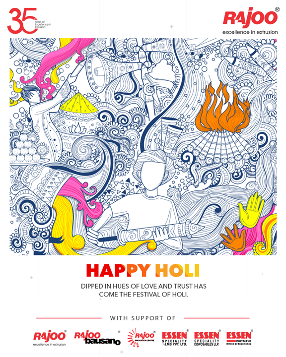 Dipped in hues of love and trust has come the festival of Holi. 

Happy Holi

#Holi #HappyHoli #Holi2021 #Colours #FestivalOfColours #HoliHai #Festival #IndianFestival #RajooEngineers #Rajkot #PlasticMachinery #Machines #PlasticIndustry