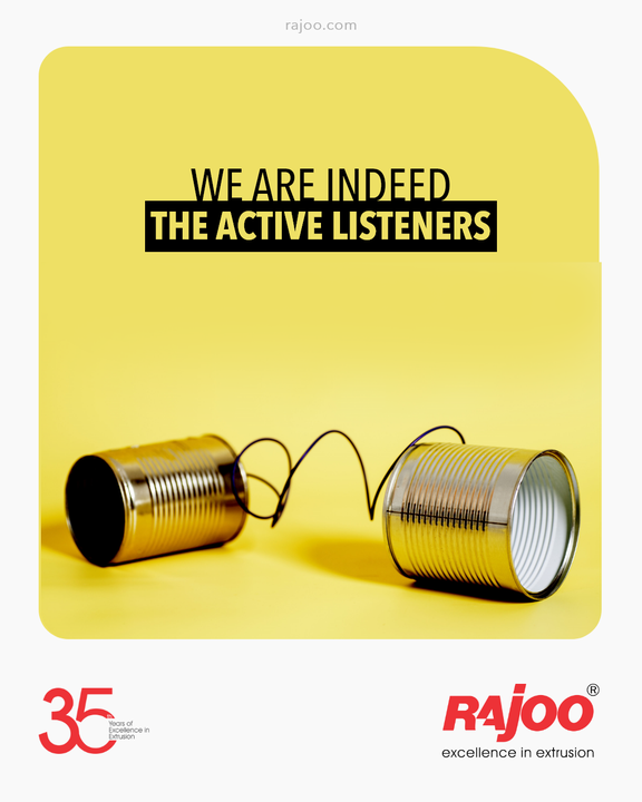 One of the most sincere forms of respect and aspect of customer satisfaction is listening to what the patrons have to say!

We are indeed the active listeners.

#RajooEngineers #Rajkot #PlasticMachinery #Machines #PlasticIndustry