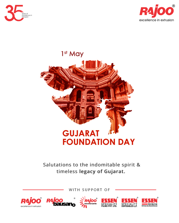 Salutations to the indomitable spirit & timeless legacy of Gujarat.

#GujaratDay #GujaratFoundationDay #GujaratDay2021 #RajooEngineers #Rajkot #PlasticMachinery #Machines #PlasticIndustry
