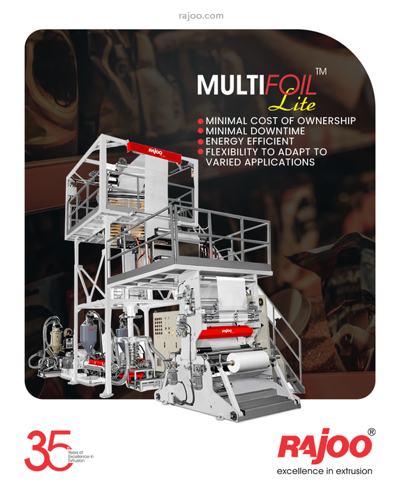 The MULTIFOIL - LITE comes with the trademark quality of Rajoo machines coupled with a minimal cost of ownership, minimal downtime, energy efficient, flexibility to adapt to varied applications to ensure a sustained competitive advantage for its customers.

#RajooEngineers #Rajkot #PlasticMachinery #Machines #PlasticIndustry