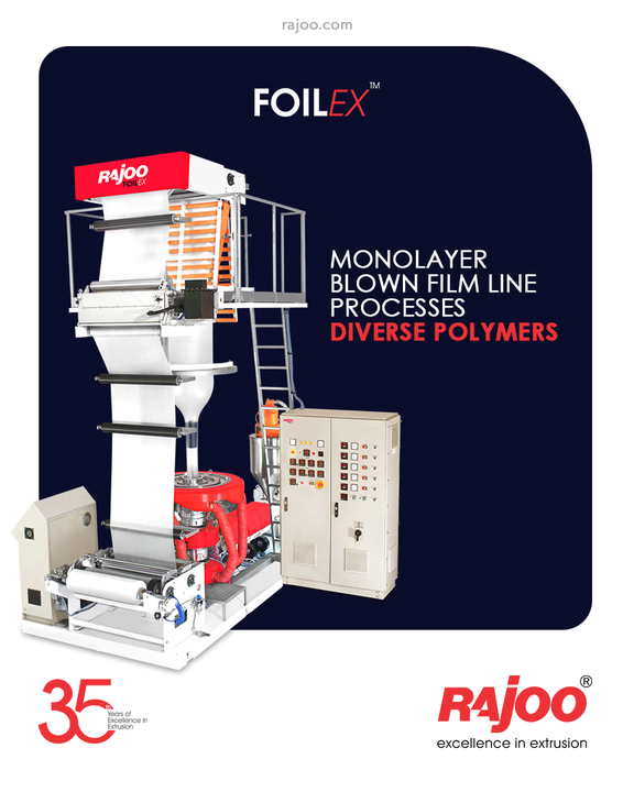 The mono-layer blown film lines are also available in special configurations to process HDPE rich films both through high stalk bubbles and low frost line height bubbles.

The application is for chocolate packing, carrier bags and stretch wrapping film.

#RajooEngineers #Rajkot #PlasticMachinery #Machines #PlasticIndustry #Packaging #Development #Production