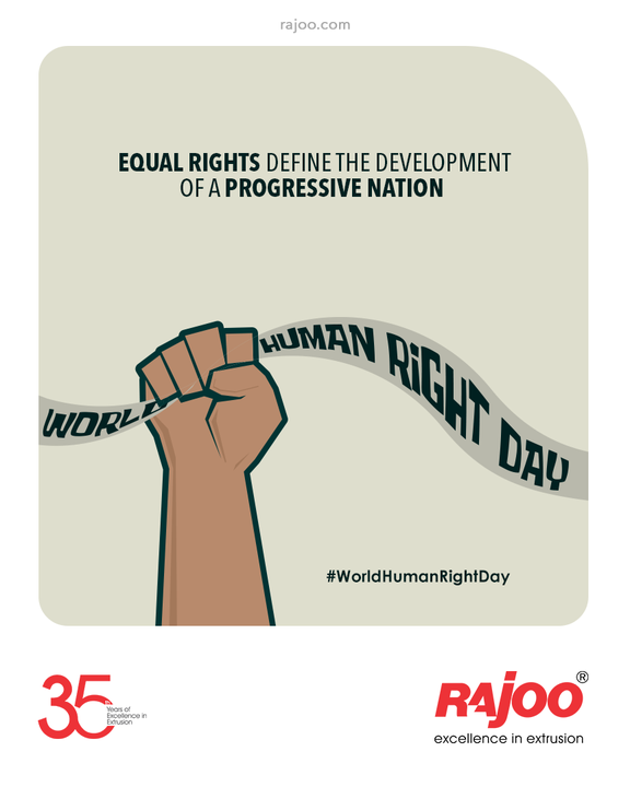Equal rights define the development of a progressive nation.

#HumanRightsDay #HumanRightsDay2021 #RajooEngineers #Rajkot #PlasticMachinery #Machines #PlasticIndustry