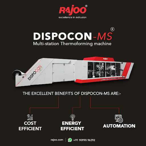 The multi-station thermoforming machine is extremely versatile. It has abundant key benefits. 

At, Rajoo we believe in making innovations that result in product enhancement & introducing fully automated thermoforming solutions. 

For more information,
Visit our website,
https://www.rajoo.com/dispocon_ms.html
.
.
.
#Dispocon #Thermoforming #Machine #RajooEngineers #Rajkot #PlasticMachinery #Machines #PlasticIndustry