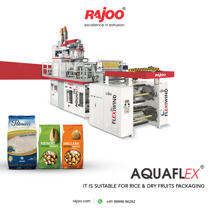 AQUAFLEX meets the packaging criterion. It is suitable for rice and dried fruits packaging. Packaging becomes critical for grain protection. It protects the substance from external elements and keeps it safe.

At Rajoo, we believe in meeting the needs of our customers.

#Aquaflex #RajooEngineers #Rajkot #PlasticMachinery #Machines #PlasticIndustry