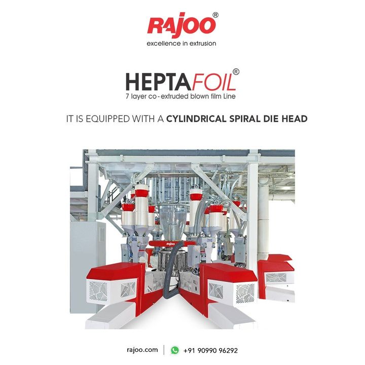7-layer blown film line with CSD- Cylindrical Spiral Die (bottom fed vertical cylindrical spiral system) delivers an optimal configuration for rheological and thermodynamic parameters.

For more information,
Visit our website,
https://www.rajoo.com/

#HeptaFoil #RajooEngineers #Rajkot #PlasticMachinery #Machines #PlasticIndustry