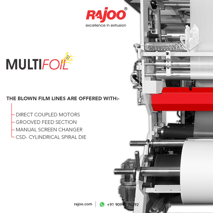 The mighty MULTIFOIL lite is offered with direct-coupled motors, grooved feed section, manual screen changer, CSD- Cylindrical Spiral Die & airing. All of this reduces the minimal cost of ownership, minimal downtime, energy-efficient. 

For more information,
Visit our website,
https://www.rajoo.com/multifoil_lite.html

#MultiFoil #RajooEngineers #Rajkot #PlasticMachinery #Machines #PlasticIndustry