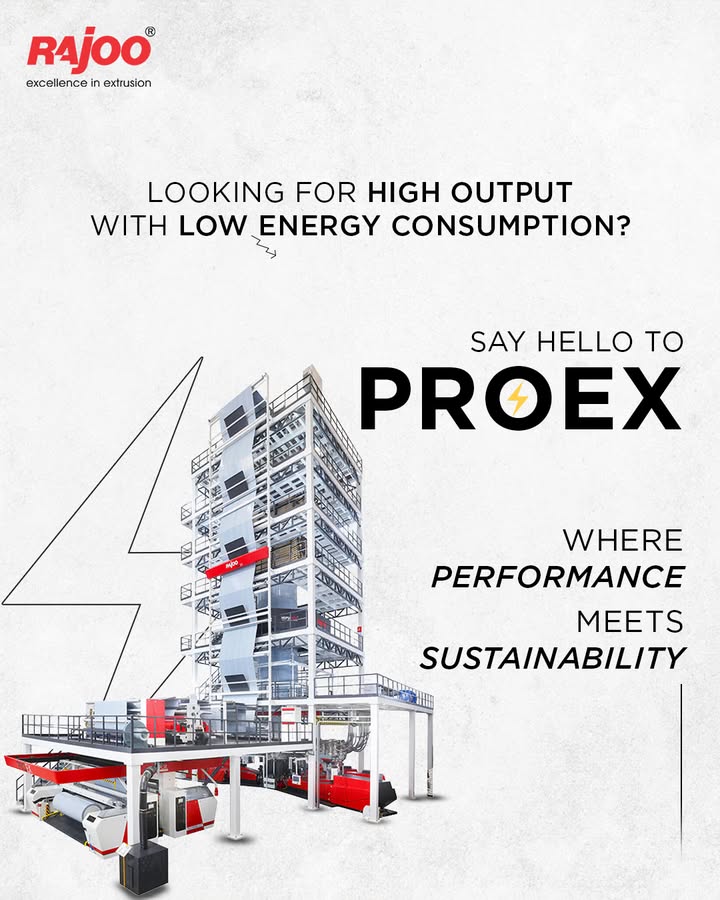 PROEX lines are known for their rugged design, operator-friendly controls, and outstanding film properties. With a compact footprint and smart automation, PROEX ensures high uptime and lower operational costs—making it the preferred choice for converters worldwide.
Maximise your ROI with Rajoo’s proven monolayer technology.

#SmartExtrusion #RajooPROEX #FilmMachinery #MonolayerFilm #PackagingTechnology #RajooEngineers #Rajkot