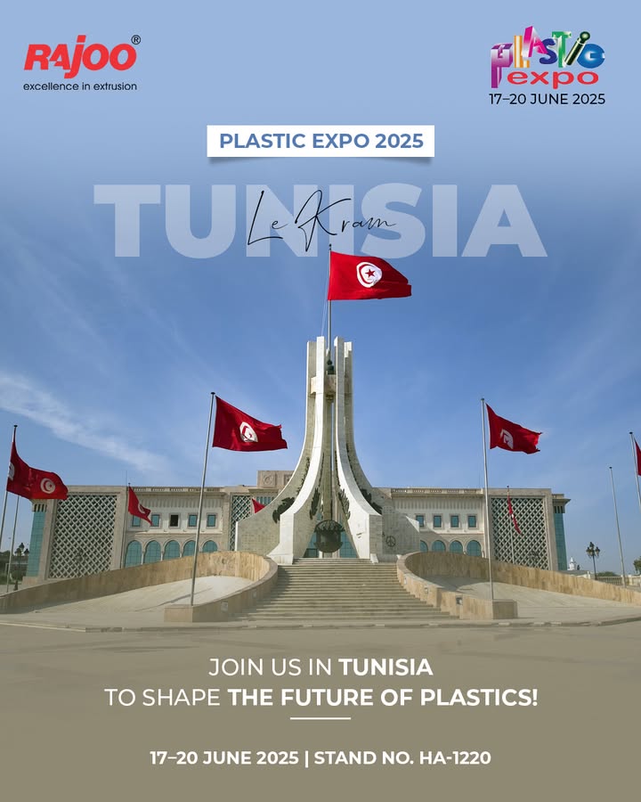 Tunisia, we’re coming. Get ready to experience innovation, sustainability, and next-gen plastic solutions at Plastic Expo 2025. We’re excited to showcase our latest technologies and connect with industry leaders from across the globe.
Let’s shape the future of plastics—together!

#PlasticExpo2025 #TunisiaExpo #HA1220 #LeKramExhibition #PlasticIndustry #SustainablePlastics #JoinUsInTunisia #PlasticInnovation #GlobalPlastics #RajooEngineers