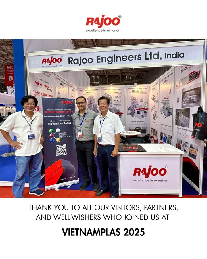 Rajoo Engineers, biodegradable film machine, nonwoven fabric machine, cup stacking machine, extruder for plastic, extrusion machinery, film inflation machine, green house film machine, hdpe pipe plant, inline dripper line, inline lateral pipe, machinery exporter, nine layer blown film machine, nonwoven bag making machine, plastic dunnage bag film, plastic Extruder, plastic processing equipment, plastic processing machinery, pvc conduit pipe, flexible pvc pipe, pvc medical pocket, pvc medical tube, pvc pipe diameter and thickness control, stretch film machine, thick thin sheet lines, thick thin sheet lines, twin screw pipe plant, twin screw pvc extruder, twin screw pvc pipe plant, wpc profile machine, sheet line , extrusion lines