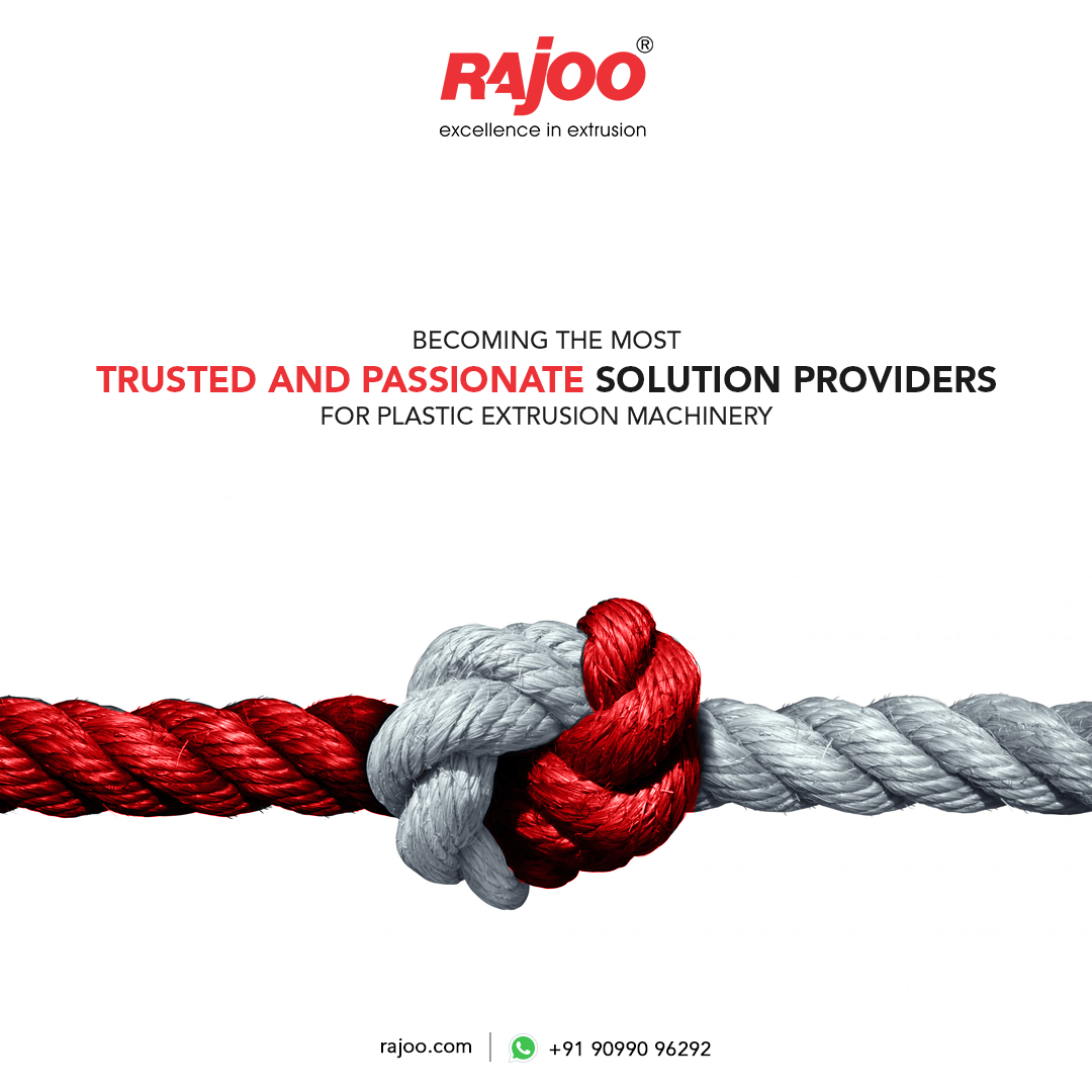 Bringing revolution with our most recent technological advancements and innovations, we aim to bring excellence and strive on the same path. Chasing the dream every day of becoming the most trusted & passionate solution provider for plastic extrusion machinery.<br /><br />#TrustedPartner #PassionateSolution #PlasticExtrusion #RajooEngineers #Rajkot #PlasticMachinery #Machines #PlasticIndustry