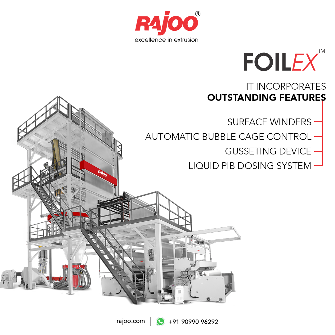 FOILEX has an excellent output range of 50 kg/hr to 1000 kg/hr and lay-flat widths of 500 mm to 5000 mm for processing polymers such as LD, LLD, HM - HDPE, PP. Surface winders, automatic bubble cage control, gusseting device, liquid pib dosing system, and many other advanced features are included.
<br><br>
For more information,
Visit our website,
https://www.rajoo.com/foilex.html
<br><br>
#Foilex #RajooEngineers #Rajkot #PlasticMachinery #Machines #PlasticIndustry