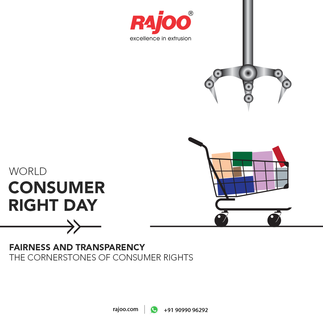 Fairness and transparency - the cornerstones of consumer rights<br /><br />#ConsumerRightsDay2023 #ConsumerRightsDay #ConsumerProtection #KnowYourRIghts #ConsumerAwareness #RightToInformation #ConsumerFirst #Quality #ProtectConsumersRights #RajooEngineers #Rajkot #PlasticMachinery #Machines #PlasticIndustry