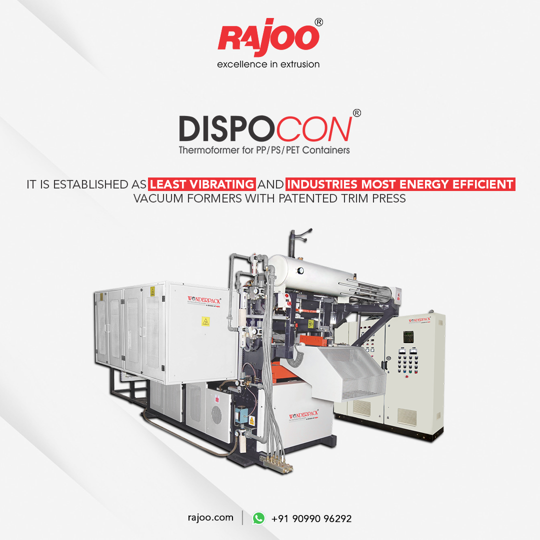 Dispocon thermoformers machines are highly durable, low maintenance, and energy-efficient vacuum formers with minimal vibrations. They are widely recognized in the industry for their patented trim press, making them a top choice for efficient and precise manufacturing.<br /><br />For more information, Visit our website,<br />https://www.rajoo.com/dispocon.html<br /><br />#Dispocon #Thermoformer #OutstandingOutput #RajooEngineers #Rajkot #PlasticMachinery #Machines #PlasticIndustry