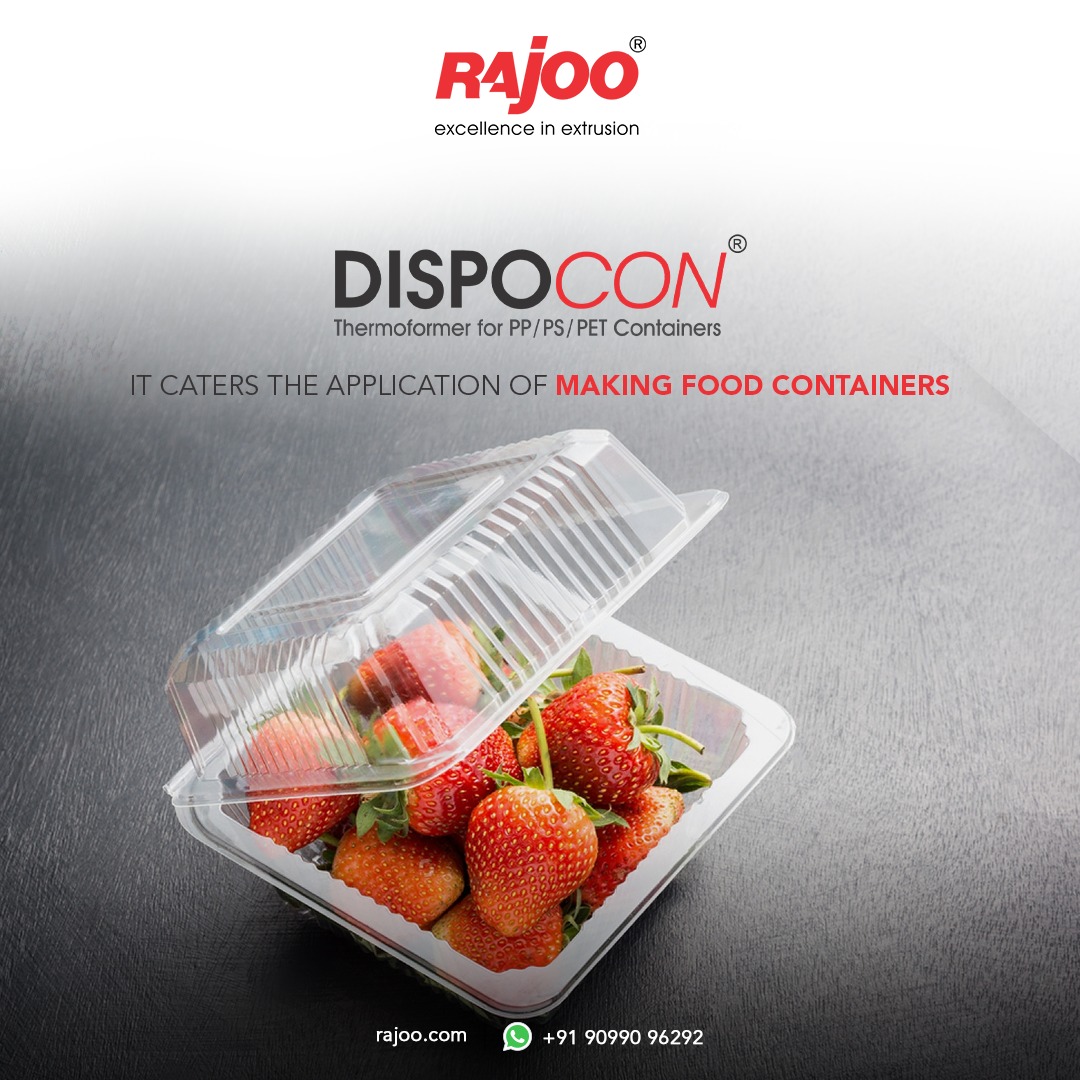 Dispocon vacuum formers: Exceptionally sturdy, durable, and low-maintenance machines, setting the industry standard for energy efficiency. Perfectly catering to the application of making food containers, it ensures reliability and productivity for your packaging needs.<br /><br /><br />For more information,<br />Visit our website https://www.rajoo.com/dispocon.html<br /><br /><br /><br />#DispoconVacuumFormers #SturdyMachines #EnergyEfficient #FoodContainerProduction #RajooEngineers #dispocon #reliable #Mechanism #extrusion #packaging #bevrages #food #rajkot #plastic #machinery #machines #plasticmndustry