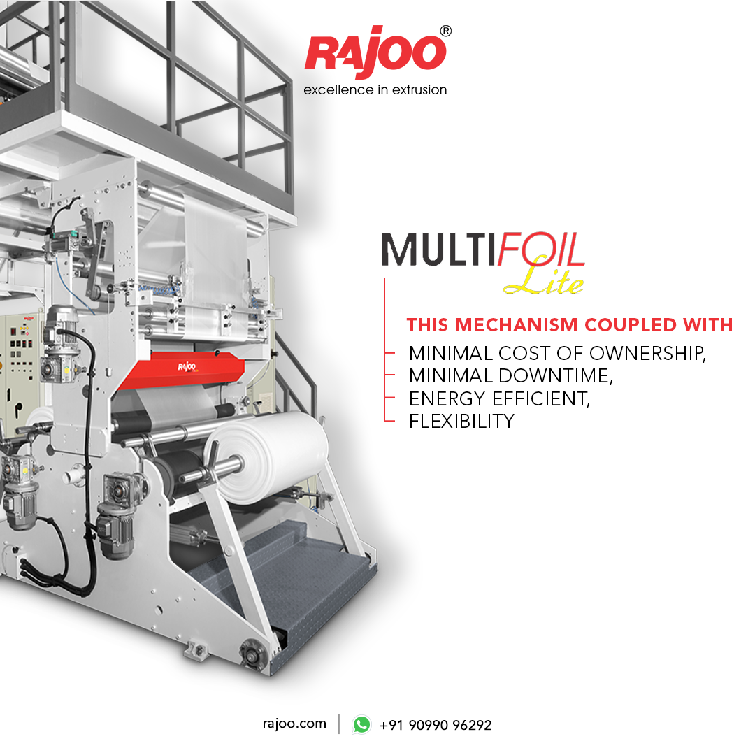 Introducing Multifoil Lite, the extruder that guarantees a sustained competitive advantage. With the ability to utilize 50% calcium carbonate or recycled material, it exemplifies our trademark of quality.<br /><br />For more information.<br />Visit our website,<br />https://www.rajoo.com/multifoil_lite.html<br /><br />#RajooEngineers #Rajkot #MultifoilLite #PlasticMachinery #Machines #PlasticIndustry