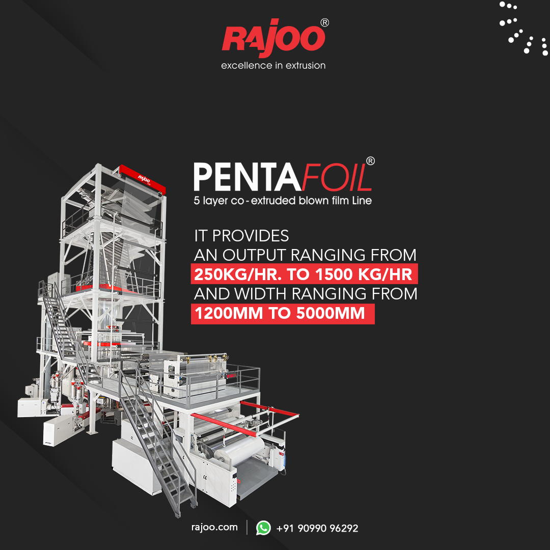 Rajoo's PENTAFOIL extruder offers exceptional output range to fulfill diverse packaging needs. We strive to exceed our clients' expectations by providing tailored solutions that cater to their specific requirements.<br /><br />For more information,<br />Visit our website,<br />https://www.rajoo.com/pentafoil.html<br /><br />#Pentafoil #Extruder #Packaging #RajooEngineers #Rajkot #PlasticMachinery #Machines #PlasticIndustry