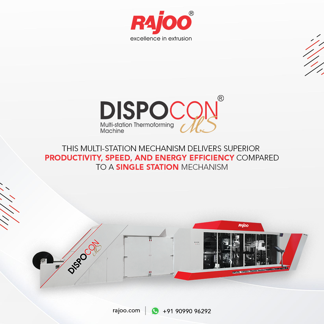 Enhance productivity, speed, and energy efficiency with our multi-station mechanism. This thermoforming machine unlocks superior performance for your operations with our cutting-edge technology.<br /><br />For more information, Visit our website,<br />https://www.rajoo.com/dispocon.html<br /><br />#Dispocon #Thermoformer #Productivity #Efficiency #Multistation #Thermoforming #OutstandingOutput #RajooEngineers #Rajkot #PlasticMachinery #Machines #PlasticIndustry