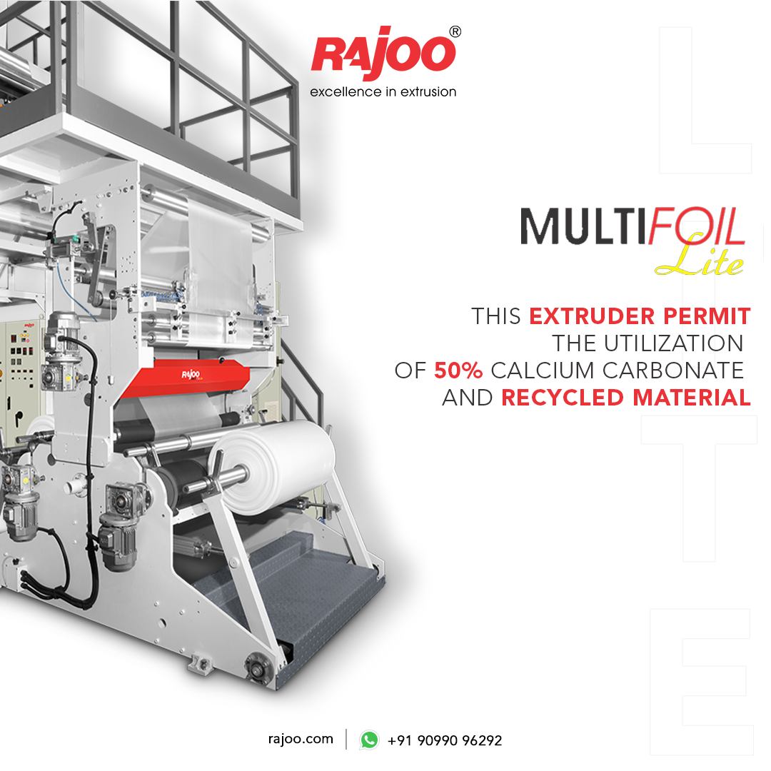 This innovative extruder enables the efficient incorporation of 50% calcium carbonate and recycled materials which enhances sustainability and reduces environmental impact.<br /><br />A game-changer for eco-conscious manufacturing processes<br /><br />Visit our website,<br />https://www.rajoo.com/multifoil_lite.html<br /><br />#RajooEngineers #Rajkot #MultifoilLite #PlasticMachinery #Machines #PlasticIndustry