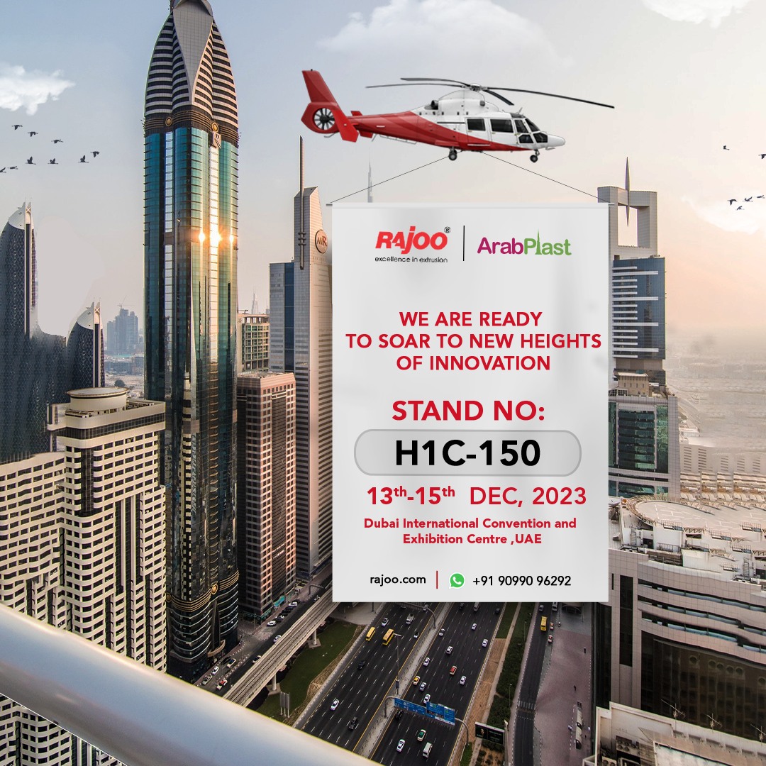 Visit our stall at ArabPlast as we embark on a journey of innovation. Witness cutting-edge solutions and pioneering technologies that redefine the future. We invite you to be part of this transformative experience and soar to new heights with us!<br /><br />Date: 13th to 15th December, 2023<br />Stall No: H1C-150<br />Venue: Dubai International Convention and Exhibition Centre, UAE<br /><br />#ARABPLAST #arabplast2023 #ExtrusionInnovation #RajooInnovation #ArabPlast #Expo #Plastic #Extrusion #Exhibition #RajooEngineers #Rajkot #PlasticMachinery #Machines #PlasticIndustry 