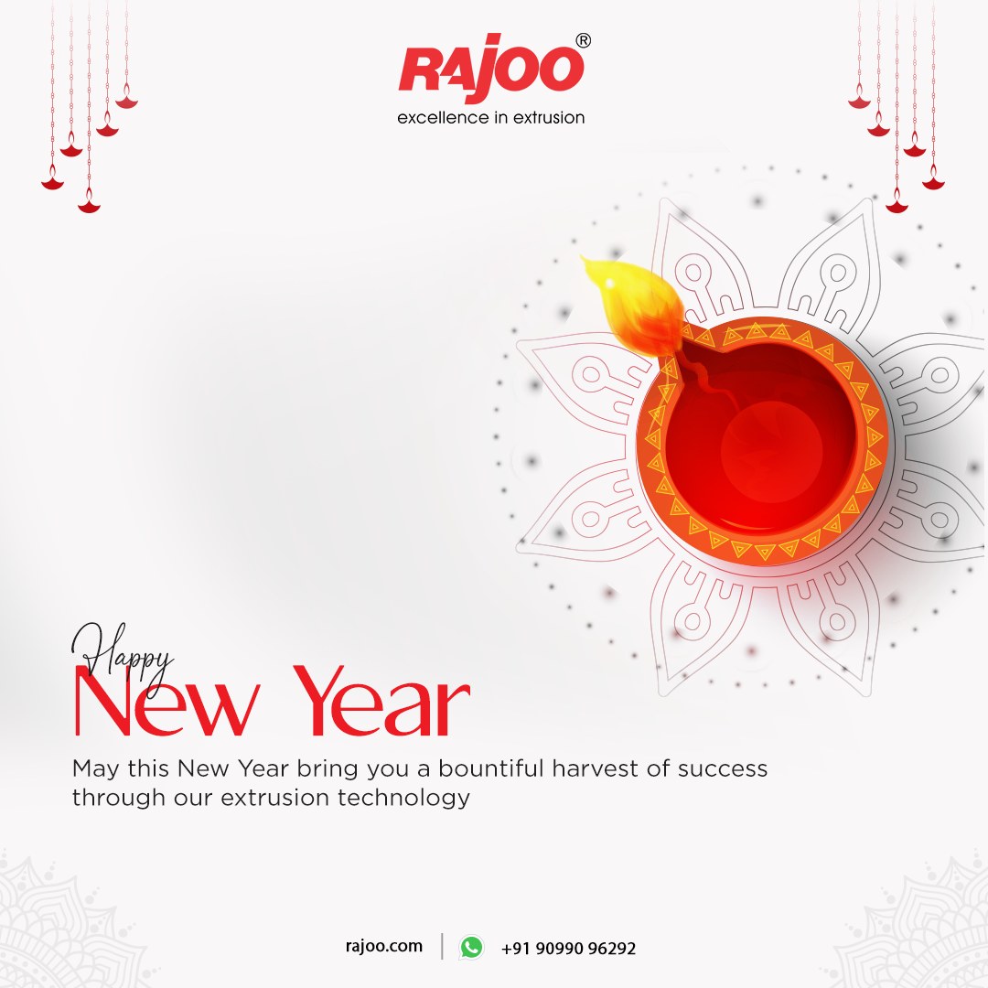 As we step into the New Year, may it unfold like a bountiful harvest of success, enriched by the innovative strides of our extrusion technology. Wishing you a journey filled with growth, prosperity, and the continuous brilliance of achievements.<br /><br />Happy New Year!<br />#NewYear #IndianNewYear #festivaloflights #diwalispecial #IndianFestival #RajooEngineers #Rajkot #PlasticMachinery #Machines #PlasticIndustry