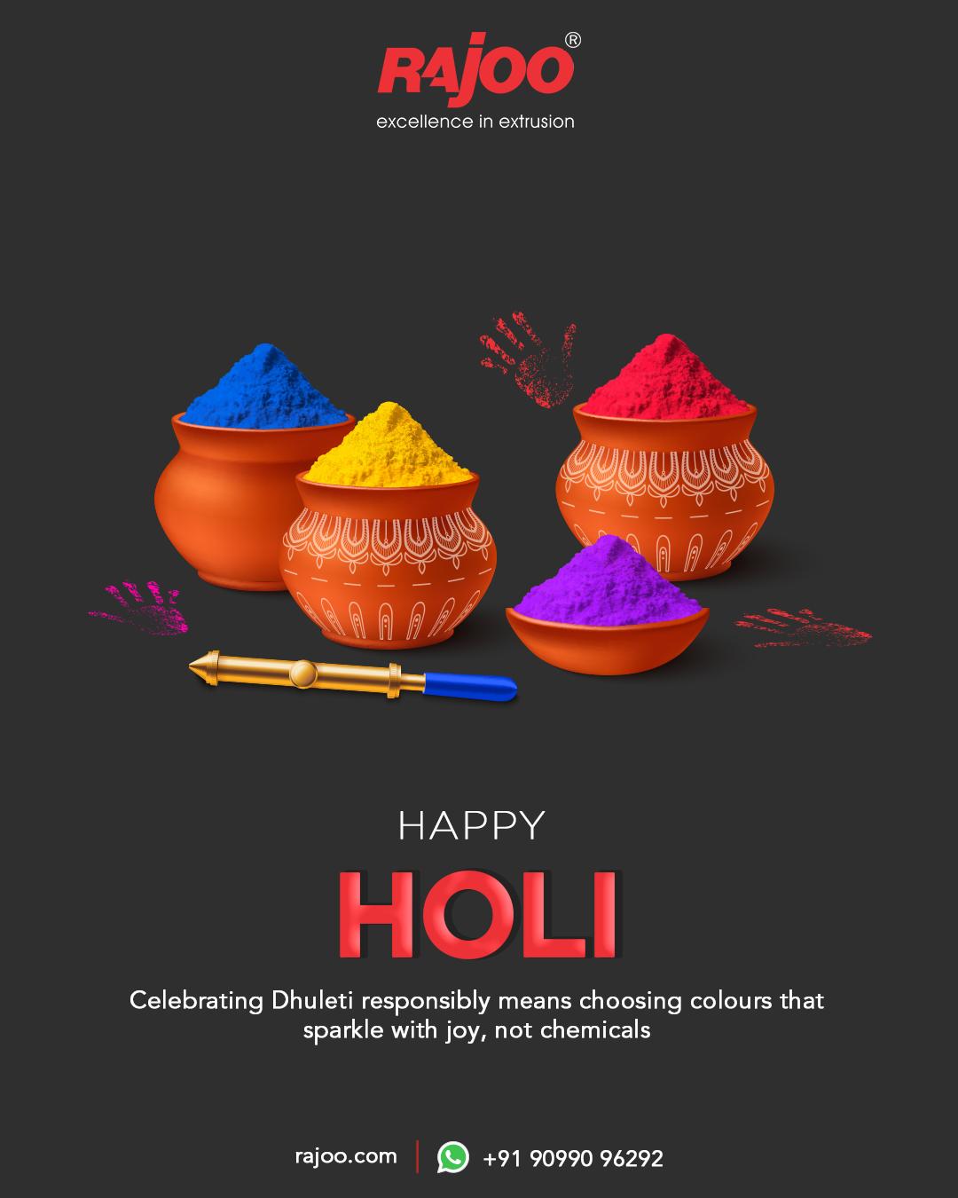 Wishing you a vibrant and eco-friendly Dhuleti filled with hues that sparkle with joy and laughter, while embracing the beauty of nature. Let's celebrate responsibly, choosing colors that cherish our planet.<br /><br />Happy Holi!<br /><br />#Holi #Holi2024 #HappyHoli #HoliHai #Festival #Colors #Tradition #Excellence #RajooEngineers #Rajkot #PlasticMachinery #Machines #plasticindustry