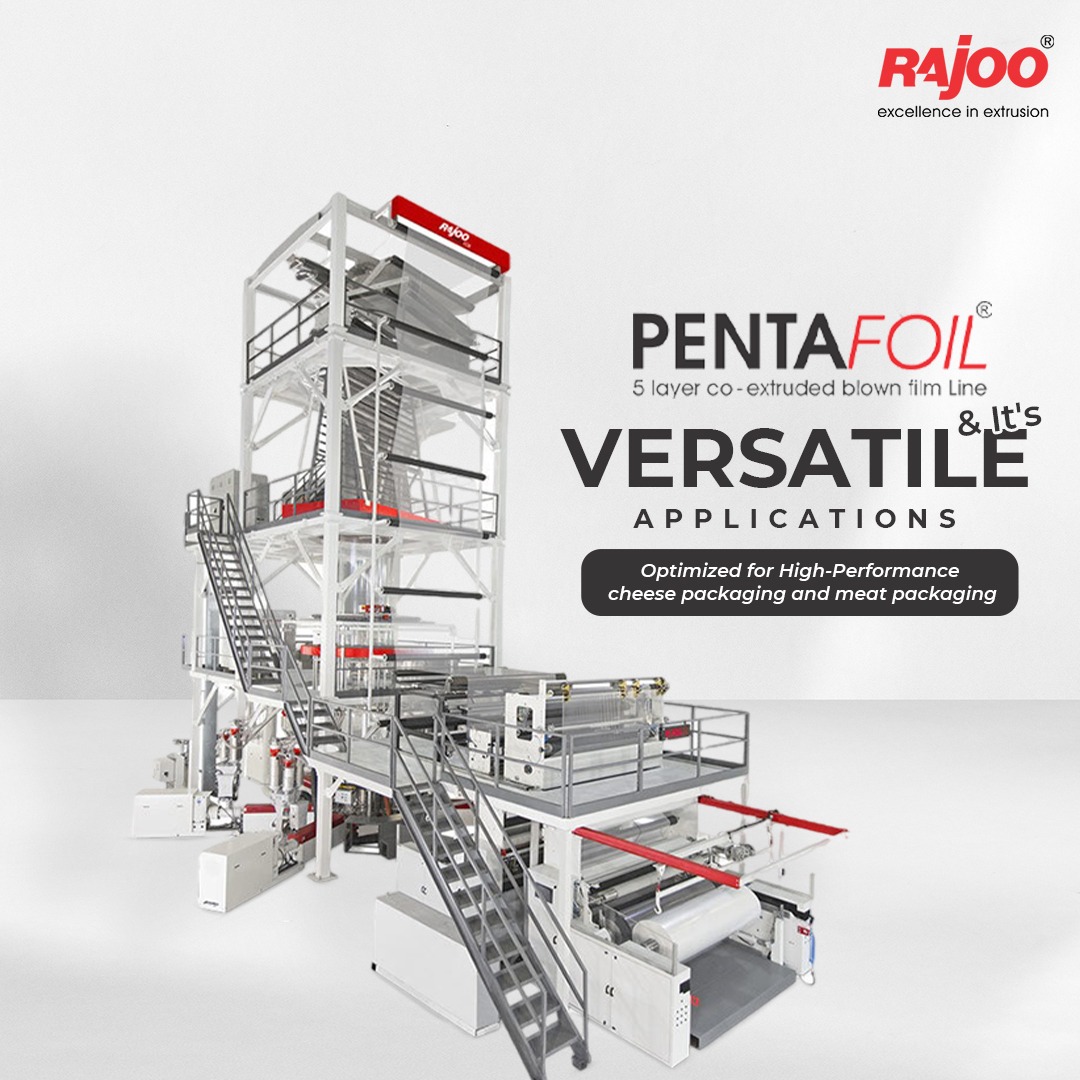 Pentafoil’s advanced 5-layer blown film lines are tailored for the precise production of courier and security bags. With features like automatic thickness control, integrated material conveying, and advanced automation, these machines ensure high-quality, durable films for secure and reliable packaging solutions.<br /><br />#RajooEngineers #ExtrusionTechnology #Pentafoil #Excellenceinextrusion #blownfilmlines #rajkot