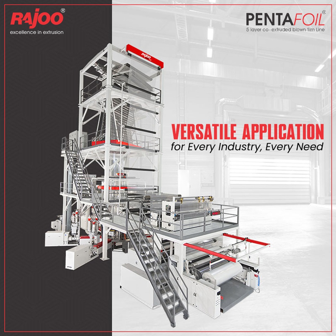 From high-dart FFS resin sacks to meat and cheese barrier packaging, our films are engineered for diverse applications. Be it cereal packaging, courier bags, or shrink films, we deliver unmatched quality and performance. Choose innovation. Choose versatility. Choose Pentafoil.<br /><br />#RajooEngineers #ExtrusionTechnology #Pentafoil #Excellenceinextrusion #blownfilmlines #rajkot