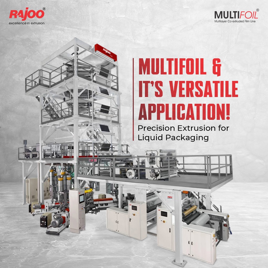 Multifoil’s 3-layer blown film lines are engineered for the production of high-quality liquid packaging films. With advanced features like integrated material conveying, gravimetric blending, and automatic thickness control, our systems ensure superior performance, adaptability, and precision for your liquid packaging needs.<br /><br />#RajooEngineers #ExtrusionTechnology #Multifoil #Excellenceinextrusion #blownfilmlines #rajkot