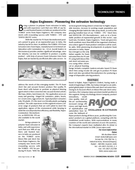 Article published in ENGINEERING REVIEW magazine