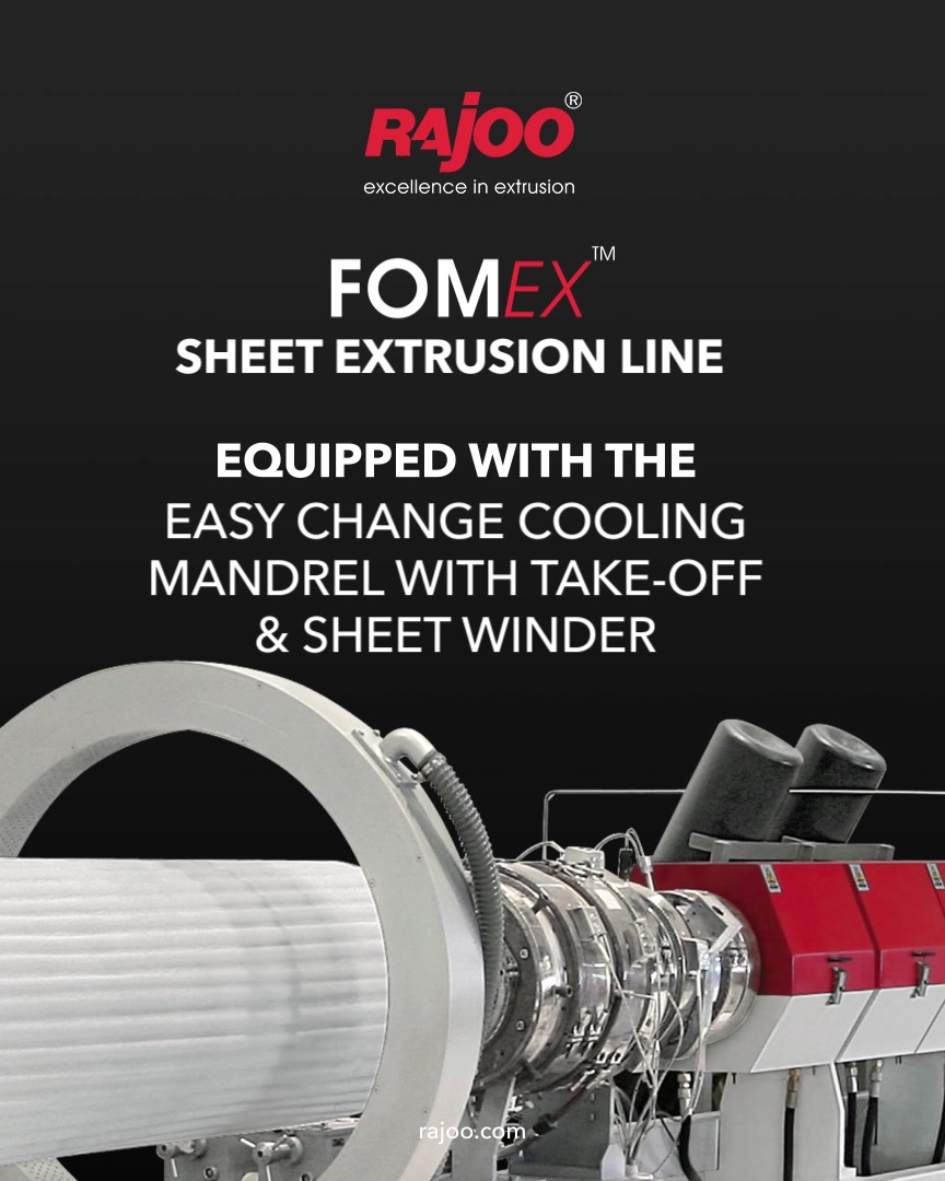 We are pioneers of developing polymers foam extrusion in India, the only supplier for foam extrusion lines christened Fomex.
The FOMEX is designed and equipped with the most promising features.

For more information
Visit our website
https://www.rajoo.com/fomex.html.
.
.
#RajooEngineers #Rajkot #PlasticMachinery #Machines #PlasticIndustry
